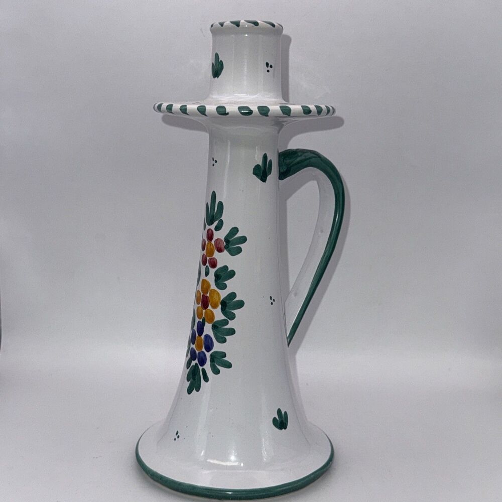 Vintage Talavera Spain Hand Painted Candle Holder 9.5”